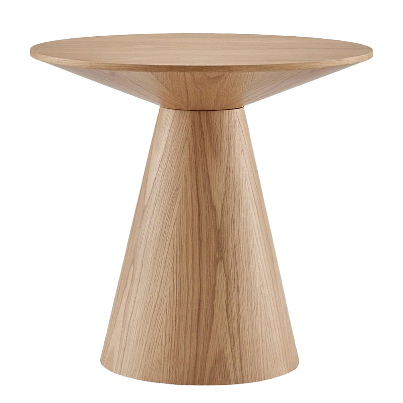 Приставной круглый деревянный стол Wooden Side Table Бежевый Черный в Костроме | Loft Concept 