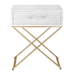 Приставной столик с выдвижным ящиком  White Table Carved Pattern варинант исполнения - 4 | Loft Concept в Костроме