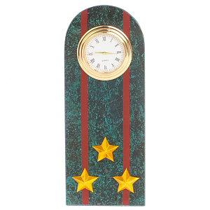 Часы подарочные погон полковник МВД из натурального камня Змеевик Military Clock
