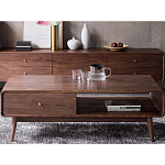 Кофейный стол из дерева с ящиком и нишей для хранения Coffee Walnut Table варинант исполнения - 1 | Loft Concept в Костроме