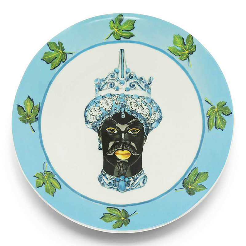 Тарелка Abhika PLATE MORO HEAD D 28,5 Голубой Зеленый Тарелка Abhika PLATE MORO HEAD D 28,5 Голубой Зеленый в Костроме | Loft Concept