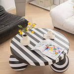 Дизайнерский журнальный стол круглый в чёрно-белую полоску Mypel варинант исполнения - 1 | Loft Concept в Костроме