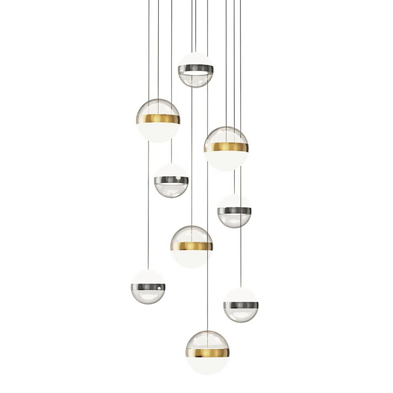 Люстра каскадная с 9-ю подвесами бронза и никель Peggy Futura lamp Прозрачный Молочный Никель Бронза Люстра каскадная с 9-ю подвесами бронза и никель Peggy Futura lamp Прозрачный Молочный Никель Бронза в Костроме | Loft Concept