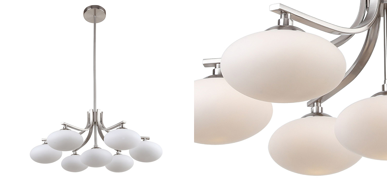 Люстра с овальными белыми плафонами Mushrooms Lamp Люстра с овальными белыми плафонами Mushrooms Lamp - Loft-Concept в Костроме