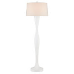 Торшер белый с тканевым абажуром на деревянном основании Graceful Silhouette варинант исполнения - 3 | Loft Concept в Костроме