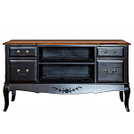 ТВ-тумба черная из массива березы с 4-мя ящиками и 2-мя полками в стиле прованс Vintage  варинант исполнения - 1 | Loft Concept в Костроме