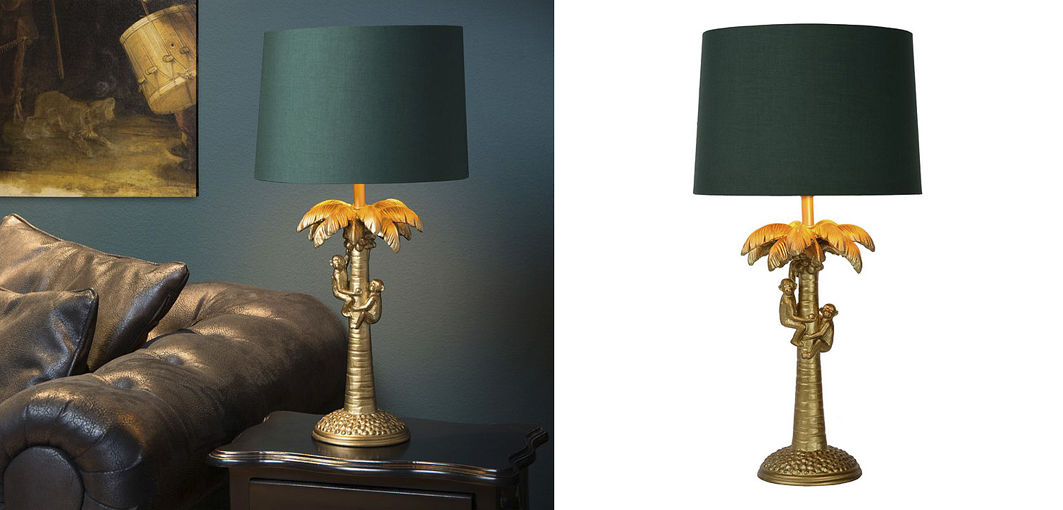 Настольная лампа Пальма Monkeys on a palm table lamp green Настольная лампа Пальма Monkeys on a palm table lamp green - Loft-Concept в Костроме