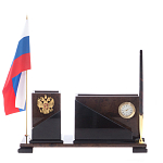 Настольный письменный набор с часами из природного камня обсидиана For the Deputy варинант исполнения - 1 | Loft Concept в Костроме