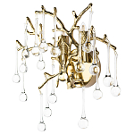 Бра в форме ветвей деревьев золотого цвета с прозрачными подвесками-каплями Droplet Bra варинант исполнения - 1 | Loft Concept в Костроме