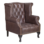 Кресло из натуральной кожи на 4-х деревянных ножках из массива бука Thomas Armchair brown варинант исполнения - 1 | Loft Concept в Костроме