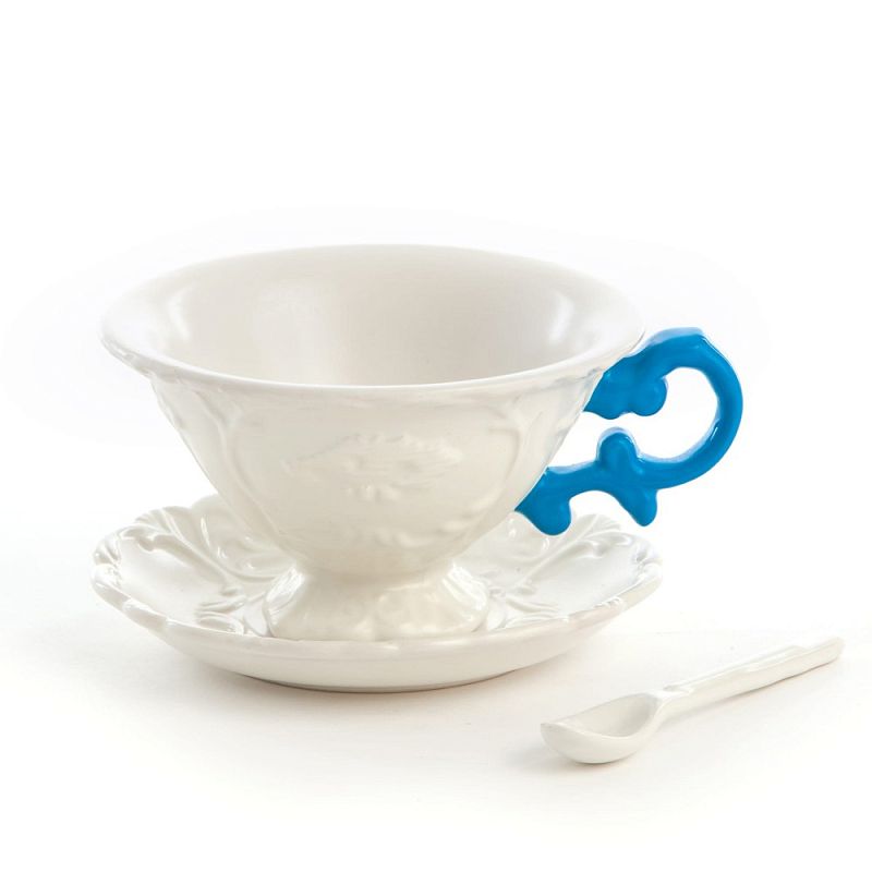 Чайная пара Seletti I-Tea Blue Белый Голубой Чайная пара Seletti I-Tea Blue Белый Голубой в Костроме | Loft Concept