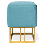 Пуф квадратный голубой велюр на золотом металлическом основании Celeste Blue варинант исполнения - 2 | Loft Concept в Костроме