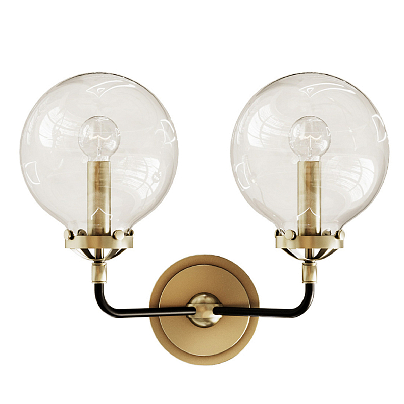 Бра Бистро Globe Clear Glass Double Sconce Brass  в Костроме | Loft Concept 