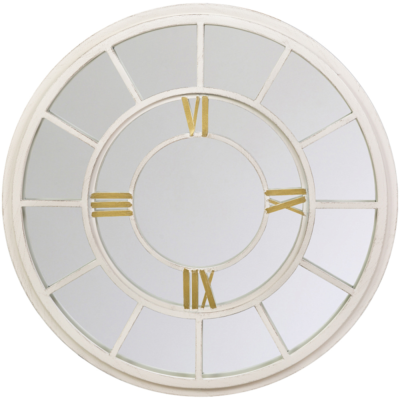 Зеркало настенное в белой металлической раме в виде часов Mirror Tower Clock Белый Зеркало Зеркало настенное в белой металлической раме в виде часов Mirror Tower Clock Белый Зеркало в Костроме | Loft Concept