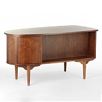 Дизайнерский письменный стол округлой формы с 4-мя ящиками и дверкой с полочками Rili варинант исполнения - 1 | Loft Concept в Костроме