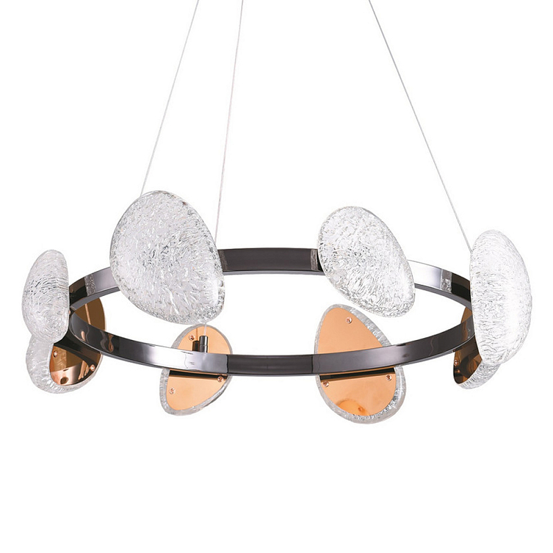 Люстра подвесная круглая с овальными плафонами Iona chandelier Черный Прозрачный в Костроме | Loft Concept 