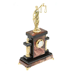 Часы настольные бронзовые из натурального камня Яшма с декором в виде Фемиды Themis Stone Clock варинант исполнения - 2 | Loft Concept в Костроме