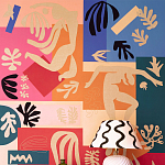 Обои ручная роспись в стиле Арт-деко Jazz Original colourway on painted silk with embroidery варинант исполнения - 2 | Loft Concept в Костроме