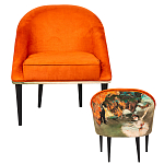 Кресло из натурального бука оранжевое с цветным принтом Impressionism in Art варинант исполнения - 2 | Loft Concept в Костроме