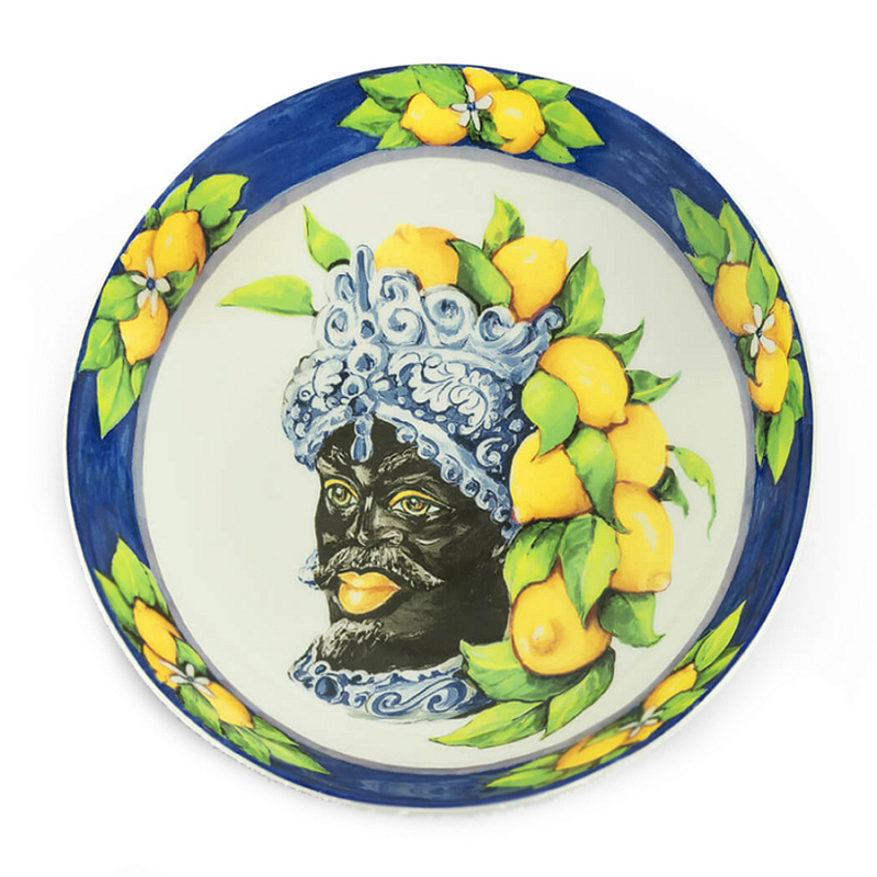 Тарелка Abhika SOUP PLATE MORO HEAD D 22,5 Blue Темно-синий Желтый Тарелка Abhika SOUP PLATE MORO HEAD D 22,5 Blue Темно-синий Желтый в Костроме | Loft Concept