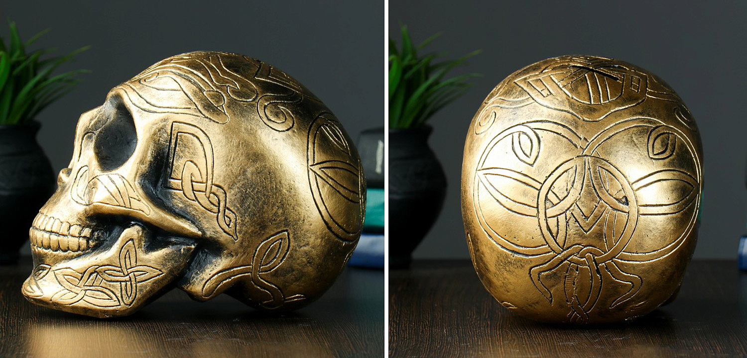 Статуэтка Golden Skull with Pattern Статуэтка Golden Skull with Pattern - Loft-Concept в Костроме
