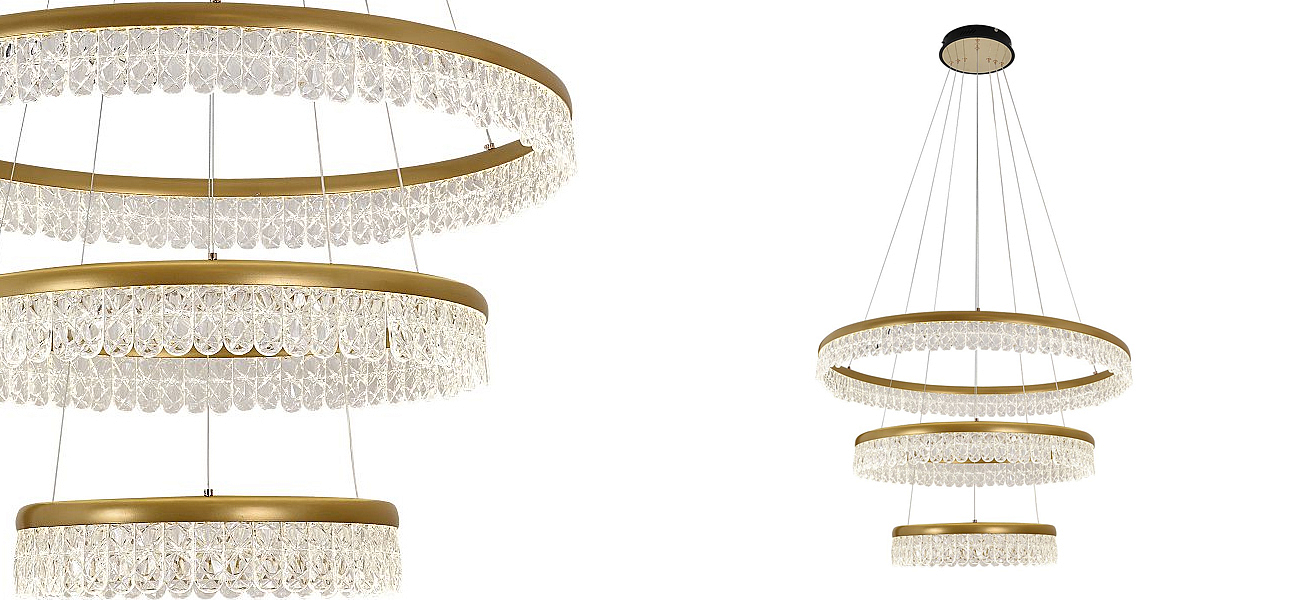 Светодиодная люстра из 3-х колец Pettico Gold Светодиодная люстра из 3-х колец Pettico Gold - Loft-Concept в Костроме