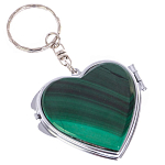 Зеркало брелок складное двухстороннее в форме сердца из натурального камня Малахит Stone Mirrors варинант исполнения - 1 | Loft Concept в Костроме