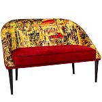 Диван двухместный из натурального бука красный с цветным принтом Impressionism in Art варинант исполнения - 3 | Loft Concept в Костроме