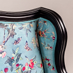 Трехместный диван из натурального бука бирюзовый с изображением птиц и цветов Turquoise Chinoiserie Garden Sofa варинант исполнения - 6 | Loft Concept в Костроме