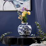 Ваза округлой формы с бело-синим цветочным орнаментом Blue & White Ornament  варинант исполнения - 2 | Loft Concept в Костроме