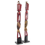 Комплект из 2-х деревянных статуэток Asmat Tall Red Statuettes варинант исполнения - 2 | Loft Concept в Костроме