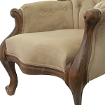 Кресло с мягкой обивкой из светло-коричневого велюра на 4-х деревянных ножках Evelyn Classical Armchair варинант исполнения - 4 | Loft Concept в Костроме
