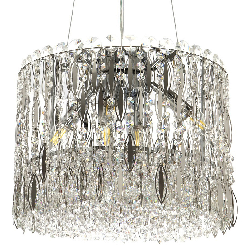Круглая люстра с металлическими и хрустальными подвесками Bonnay Crystal Chrome Chandelier Прозрачное Стекло Хром Круглая люстра с металлическими и хрустальными подвесками Bonnay Crystal Chrome Chandelier Прозрачное Стекло Хром в Костроме | Loft Concept