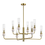 Люстра с 8-ю плафонами в форме стеклянных трубок и мраморных декоративных элементов Montreal варинант исполнения - 8 | Loft Concept в Костроме