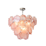 Люстра с каскадом из круглых розовых стеклянных дисков Pink Light Waterfall варинант исполнения - 3 | Loft Concept в Костроме