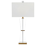 Настольная лампа с прозрачным корпусом и прямоугольным тканевым абажуром Charm and Luxury варинант исполнения - 4 | Loft Concept в Костроме