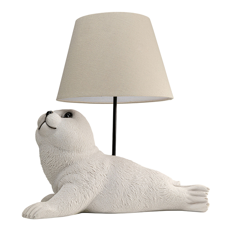 Настольная лампа в детскую Белый морской котик Бежевый Молочный в Костроме | Loft Concept 