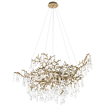 Подвесная люстра в виде ветвей деревьев золотого цвета с прозрачными подвесками-каплями 10 и 14 ламп Droplet Chandelier варинант исполнения - 3 | Loft Concept в Костроме