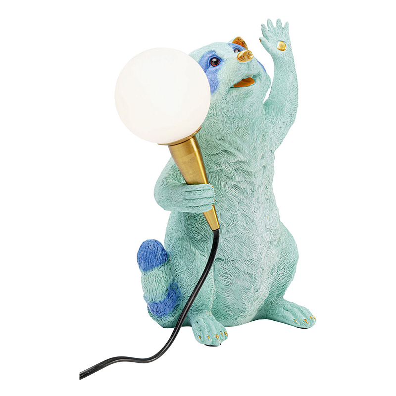 Настольная лампа для детской Голубой Енот  Золотой Бирюзовый Синий в Костроме | Loft Concept 