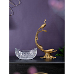 Чаша из прозрачного стекла на бронзовой подставке в виде павлина с рельефным хвостом Eden Garden варинант исполнения - 7 | Loft Concept в Костроме