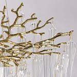 Люстра золотого цвета с декоративными ветками и длинными прозрачными стеклянными подвесами в форме сосулек Droplet Chandelier варинант исполнения - 7 | Loft Concept в Костроме