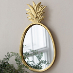 Зеркало овальной формы с золотистой рамкой и декоративной верхушкой в виде ананаса Pineapple Shine  варинант исполнения - 4 | Loft Concept в Костроме