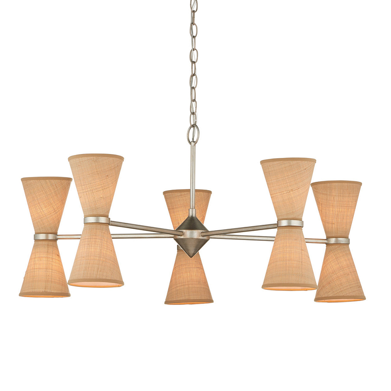 Люстра серебряного цвета с тканевыми абажурами Loft Rope Light Серебряный Бежевый Люстра серебряного цвета с тканевыми абажурами Loft Rope Light Серебряный Бежевый в Костроме | Loft Concept