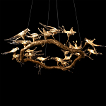 Люстра подвесная с прозрачными стеклянными птичками на ветвях Диаметр 100 см Serip Voa варинант исполнения - 9 | Loft Concept в Костроме