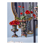 Ваза из фарфора черная с цветочной росписью и бронзовой стрекозой Spring Garden варинант исполнения - 4 | Loft Concept в Костроме