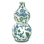 Ваза фигурная с сине-зелеными узорами распустившихся цветов Blossoming Spring варинант исполнения - 1 | Loft Concept в Костроме