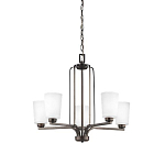 Люстра бронзового цвета с 5-ю матовыми стеклянными плафонами Generation Lighting варинант исполнения - 1 | Loft Concept в Костроме