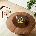 Стол обеденный круглый с двойной столешницей Walnut Wood Table варинант исполнения - 5 | Loft Concept в Костроме