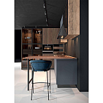 Комбинированный кухонный гарнитур сине-серого цвета с фасадом под дерево Benjamin Kitchen Set варинант исполнения - 5 | Loft Concept в Костроме