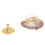 Икорница с декором "Осетр" с гравировкой на подставке из натурального камня Агат Decorative Cavair Dishes варинант исполнения - 3 | Loft Concept в Костроме